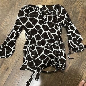 Michael Kors Black and White Patterned Top